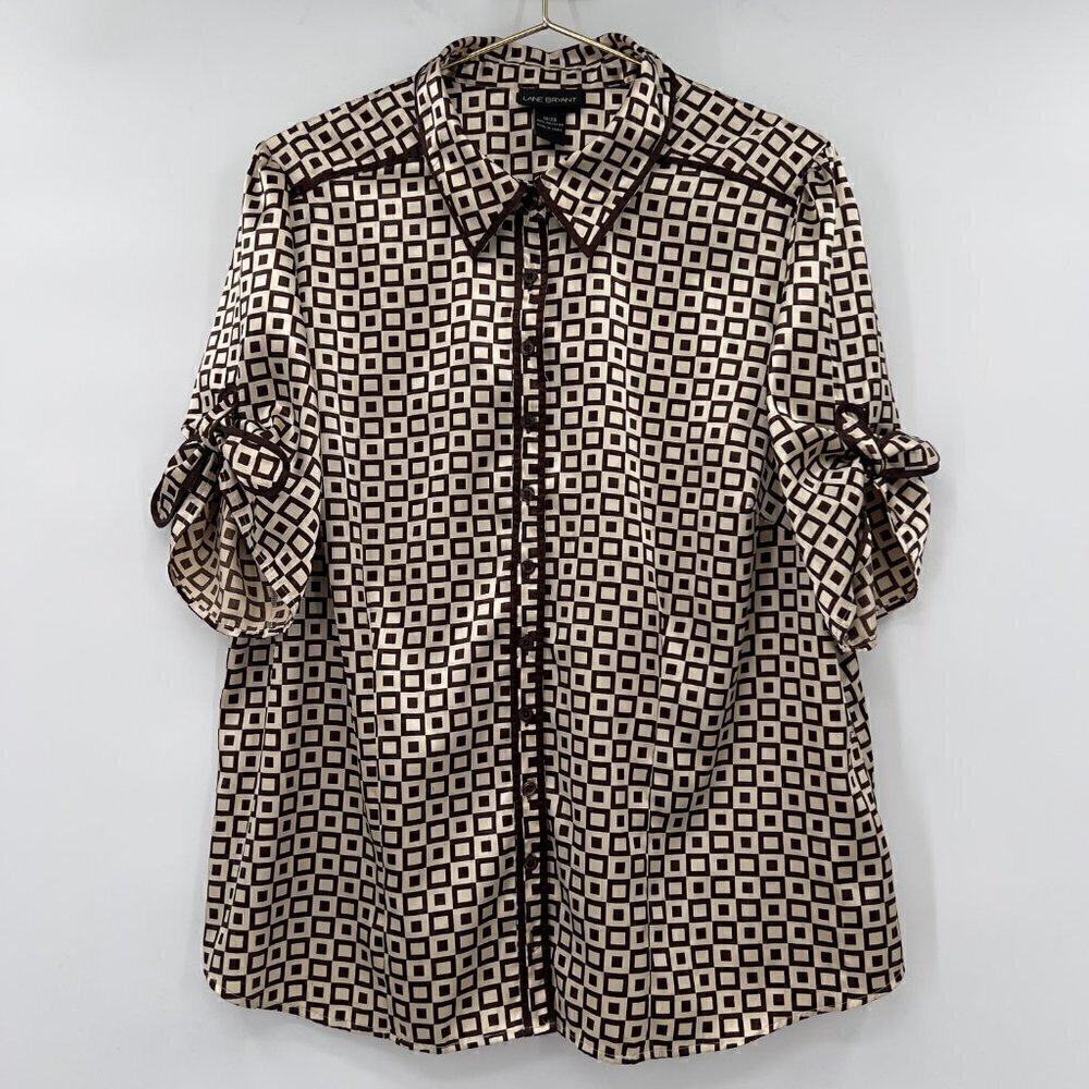 Lane Bryant Plus Cream/Brown Top